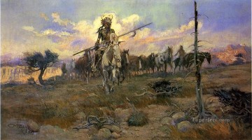 戦利品を持ち帰る西部アメリカ人チャールズ・マリオン・ラッセル Oil Paintings